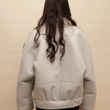 TIMOTHY Shearling Leather Jacket in Cloud White