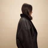 TIMOTHY Shearling Leather Jacket in Noir