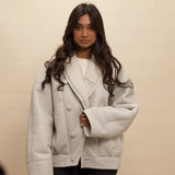 TIMOTHY Shearling Leather Jacket in Cloud White