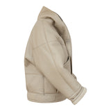 TIMOTHY Shearling Leather Jacket in Biscuit