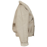 TIMOTHY Shearling Leather Jacket in Biscuit