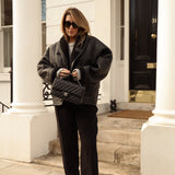 TIMOTHY Shearling Leather Jacket in Noir