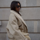 TIMOTHY Shearling Leather Jacket in Biscuit