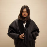 TIMOTHY Shearling Leather Jacket in Noir