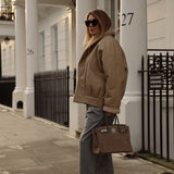 TIMOTHY Shearling Leather Jacket in Biscuit