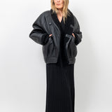 TIMOTHY Shearling Leather Jacket in Noir