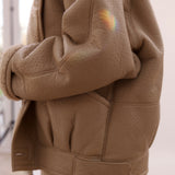 TIMOTHY Shearling Leather Jacket in Biscuit