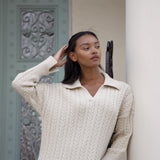 The Kensington Cable Knit Dress in Ecru
