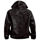 ONI Funnel Neck Leather Jacket in Brown