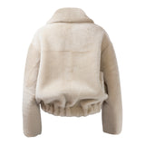 MAYFAIR Shearling Reversible Bomber in Snow Bear