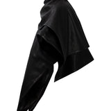 DELILAH Double Faced Leather Cape in Noir