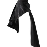 DELILAH Double Faced Leather Cape in Noir