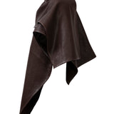 DELILAH Double Faced Leather Cape in Espresso Brown