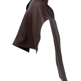 DELILAH Double Faced Leather Cape in Espresso Brown