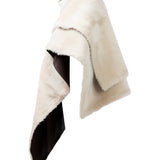 DELILAH Double Faced Leather & Shearling Cape in Espresso Brown