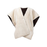 DELILAH Double Faced Leather & Shearling Cape in Espresso Brown