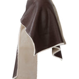 DELILAH Double Faced Leather & Shearling Cape in Espresso Brown