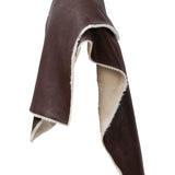 DELILAH Double Faced Leather & Shearling Cape in Espresso Brown