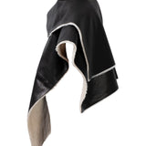 DELILAH Double Faced Leather & Shearling Cape in Noir