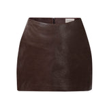 SIMPLY PERFECT Leather Skirt in Espresso Brown