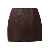 SIMPLY PERFECT Leather Skirt in Espresso Brown