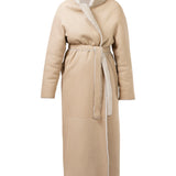 MAYFAIR Shearling Reversible Wrap Coat in Snow Bear