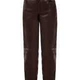 SIMPLY PERFECT Leather Trousers in Espresso Brown