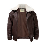 DIAMOND GIRL Leather Bomber in Espresso Brown
