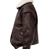 DIAMOND GIRL Leather Bomber in Espresso Brown