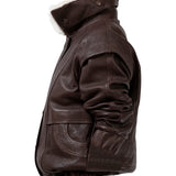 DIAMOND GIRL Leather Bomber in Espresso Brown