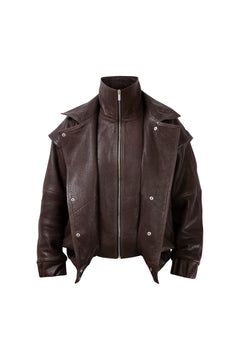 DIAMOND GIRL Leather Bomber in Espresso Brown