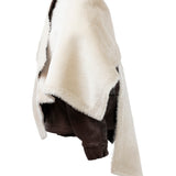 DELILAH Double Faced Leather & Shearling Cape in Espresso Brown