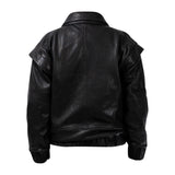 DIAMOND GIRL Leather Bomber in Noir