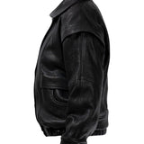 DIAMOND GIRL Leather Bomber in Noir