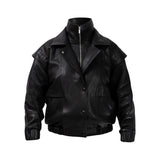 DIAMOND GIRL Leather Bomber in Noir