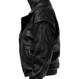 DIAMOND GIRL Leather Bomber in Noir
