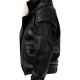 DIAMOND GIRL Leather Bomber in Noir