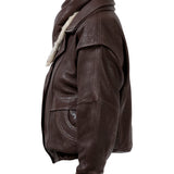 DIAMOND GIRL Leather Bomber in Espresso Brown