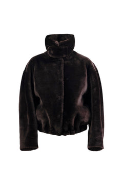 MAYFAIR Shearling Reversible Bomber in Brown Bear