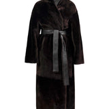 MAYFAIR Shearling Reversible Wrap Coat in Brown Bear