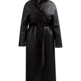 MAYFAIR Shearling Reversible Wrap Coat in Brown Bear