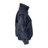 DIAMOND GIRL Leather Bomber in Navy