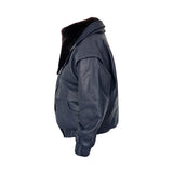 DIAMOND GIRL Leather Bomber in Navy