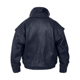 DIAMOND GIRL Leather Bomber in Navy