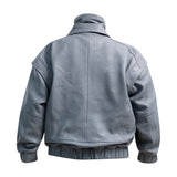 DIAMOND GIRL Leather Bomber in French Grey
