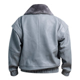 DIAMOND GIRL Leather Bomber in French Grey