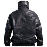 ONI Funnel Neck Leather Jacket in Black