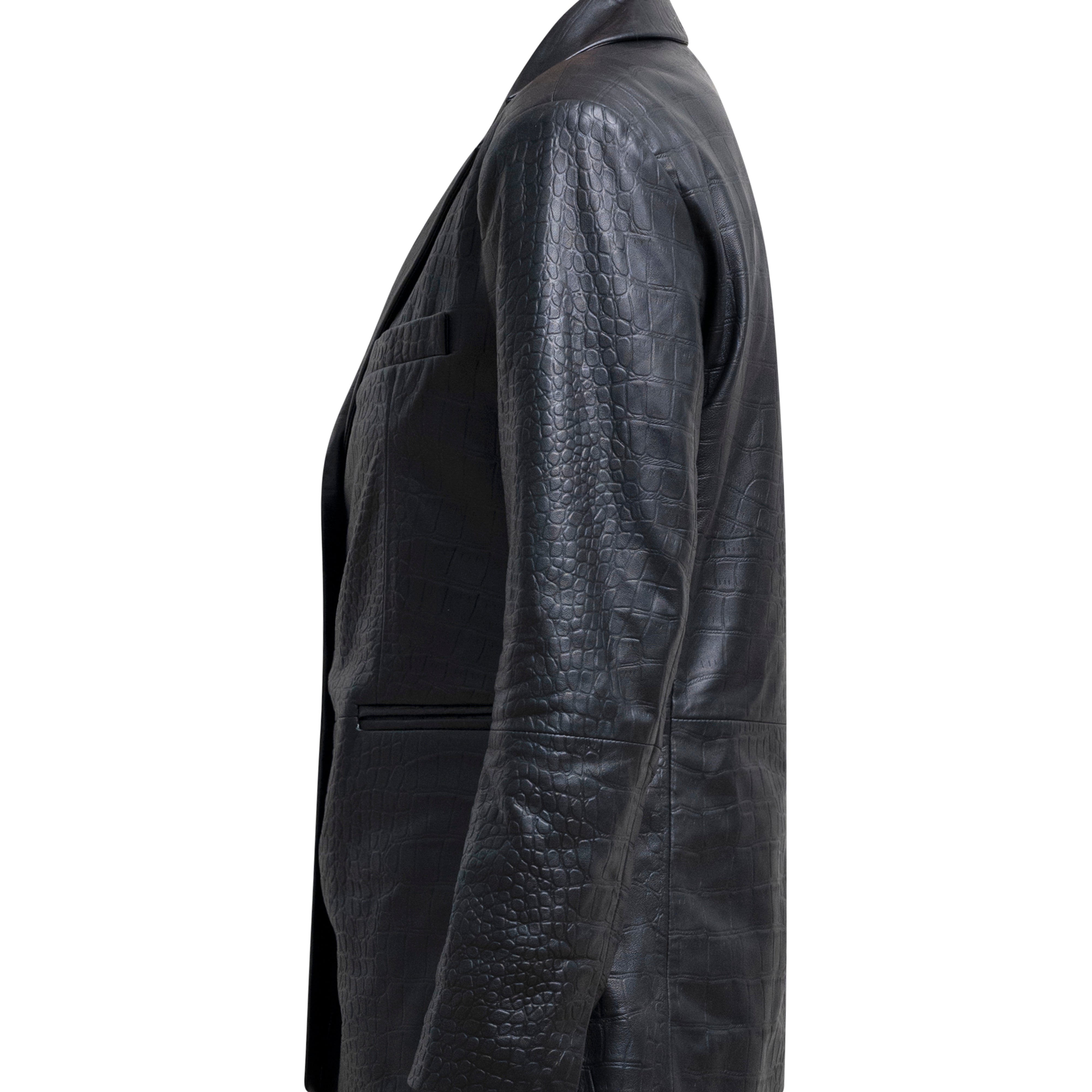 RUE Classic Leather Blazer in Croc