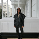 RUE Classic Leather Blazer in Smooth Black