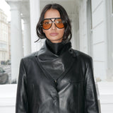 RUE Classic Leather Blazer in Smooth Black